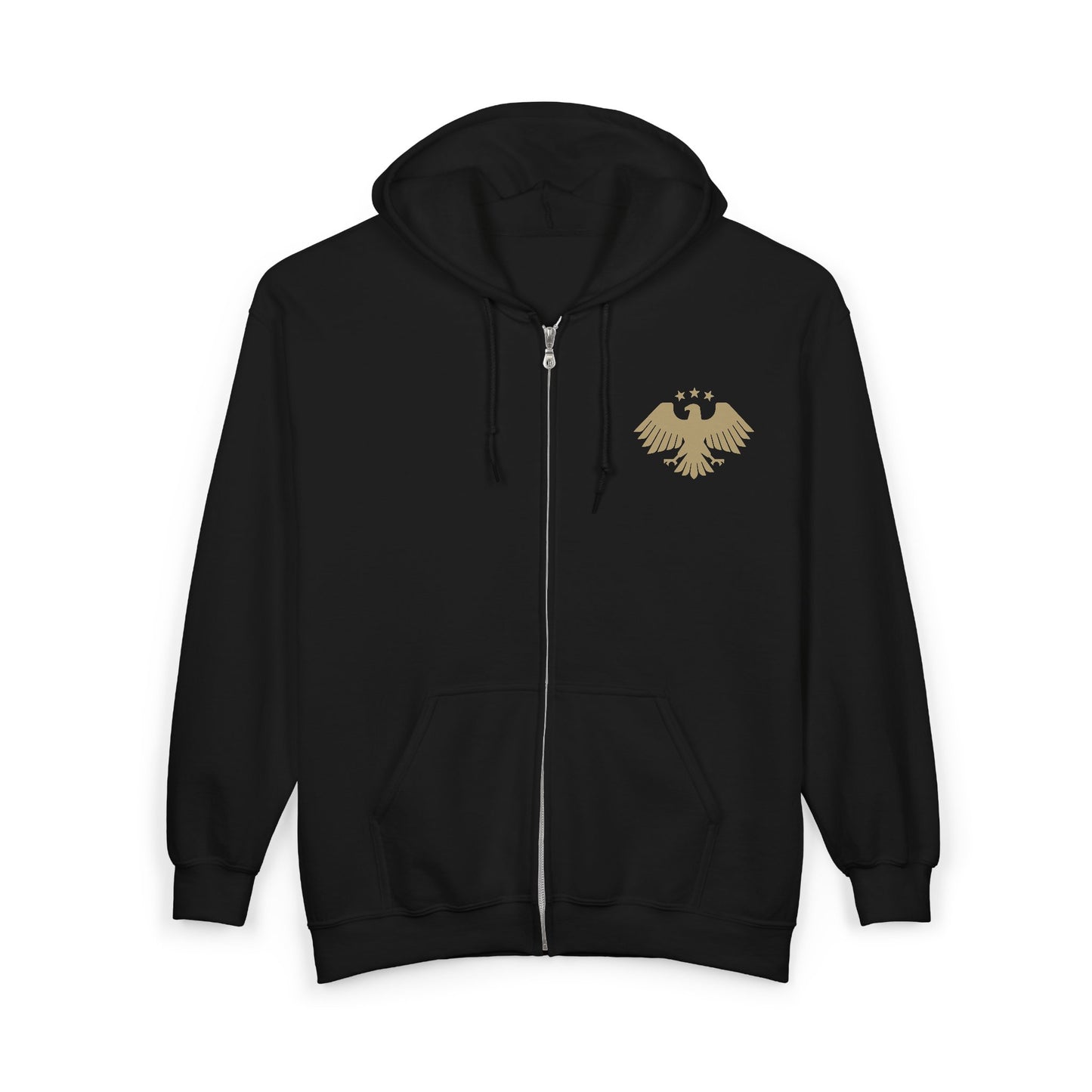 Full-Zip Hoodie with Syrian logo & '24.11.8' Back Script — Zip-Up Sweatshirt