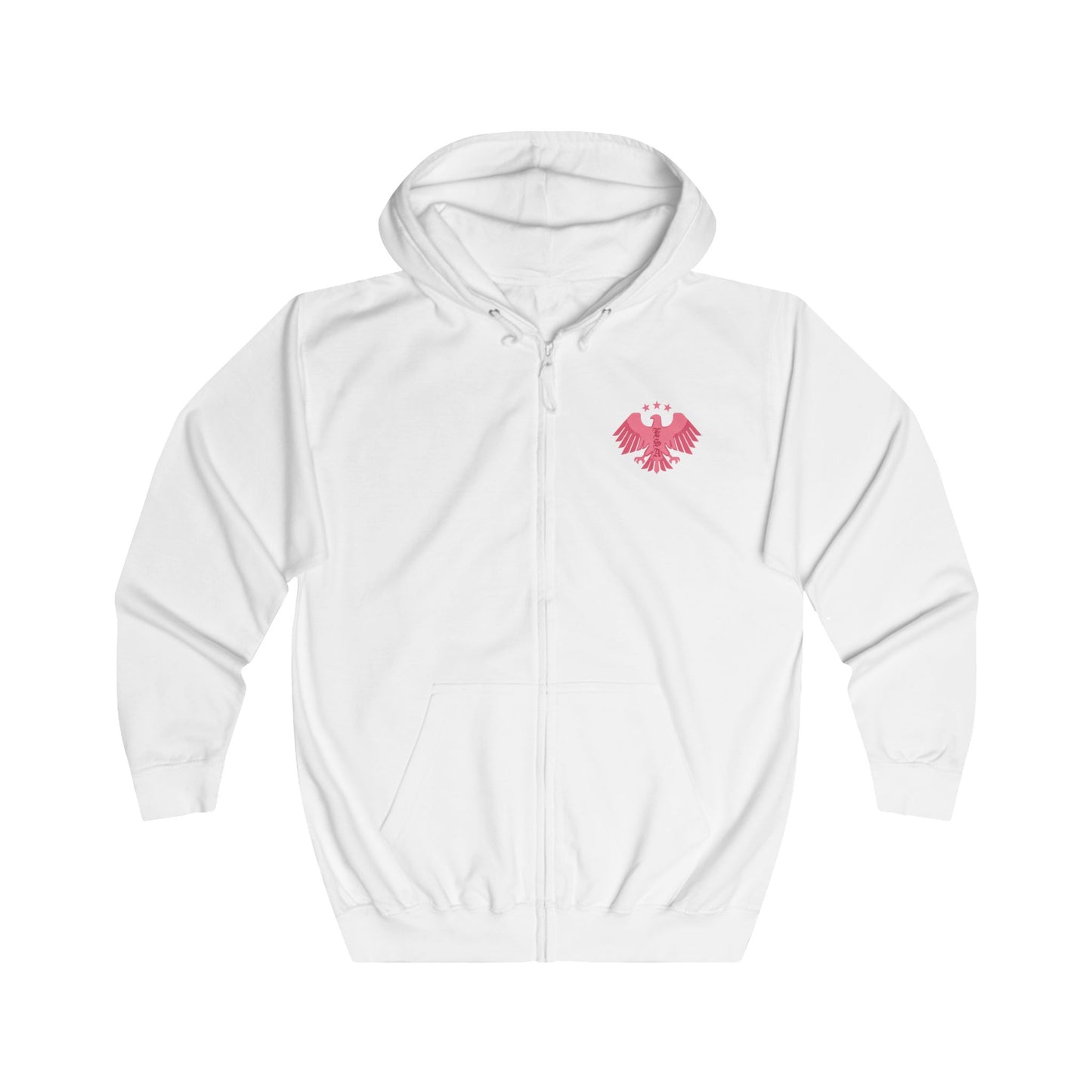 Zip Hoodie — Pink Eagle Chest Crest & '24.11.08' Back Date